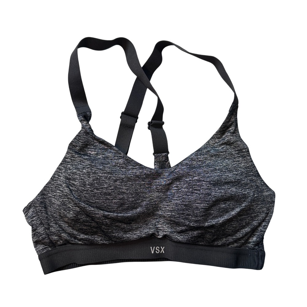 Victoria's Secret Sports Bra Women 32B Gray VSX Sport Space Dye Adjustable
